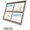 Cadre photo taupe-blanc bois 4 photos 10x10 cm
