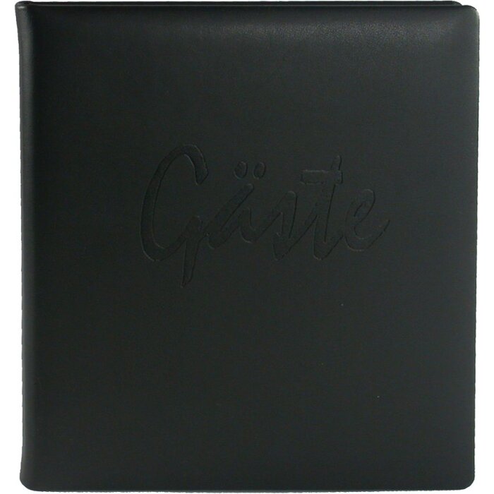 Goldbook livre dor AKOLA cuir noir coupe argent 22x26 cm 176 pages blanches