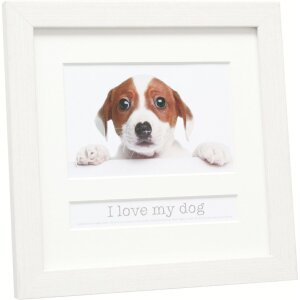 Cadre animalier 10x15 cm blanc chien