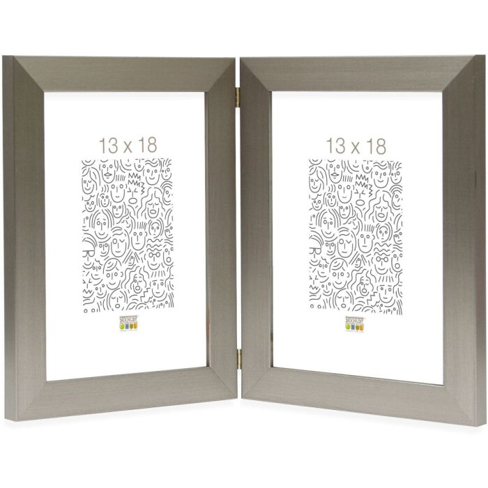Cadre double S41VD1 argent 2 photos 15x20 cm portrait