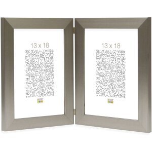 Cadre double S41VD1 argent 2 photos 15x20 cm portrait