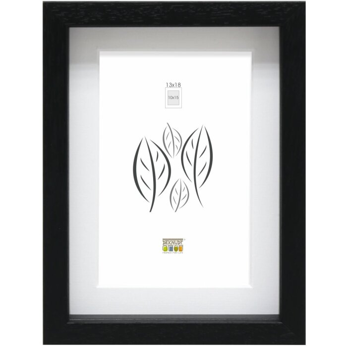 Cadre photo avec passe-partout noir bois 18,0 x24,0 cm;13,0 x18,0 cm S223K