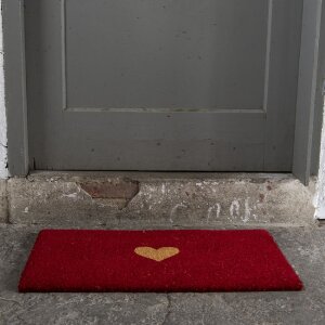 Clayre & Eef Paillasson Coeur rouge - 74x45x2 cm