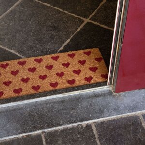 Paillasson Hearts en marron - 75x22x2 cm