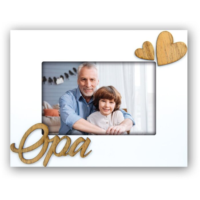 Cadre photo ZEP en bois Papy 10x15 cm blanc