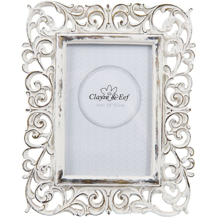 Cadre photo Clayre & Eef 2F0497 - 18x2x23 cm - 10x15 cm distressed blanc