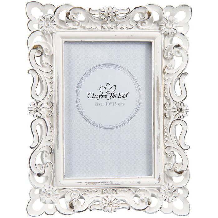 Cadre photo Clayre & Eef 2F0499 - 17x2x22 cm - 10x15 cm distressed blanc