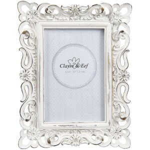 Cadre photo Clayre & Eef 2F0499 - 17x2x22 cm - 10x15 cm distressed blanc
