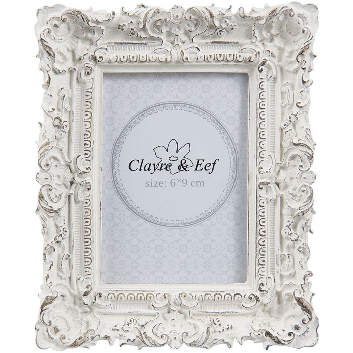 Cadre photo Clayre & Eef 2F0506 - 10x2x12 cm - 6x9 cm distressed blanc