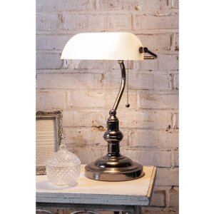 Lampe de bureau blanc Clayre & Eef 5LL-5100W - 27x23x42 cm E27 - Max. 1x 60Watt blanc