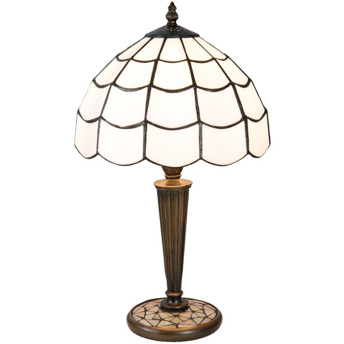 Lampe de table Tiffany Clayre & Eef 5LL-5936 - Ø 25x43 cm - E27-max 1x40W blanc
