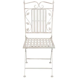Table avec 2 chaises Clayre & Eef 5Y0385 - Ø 70x77 cm - 40x52x93 cm (2) distressed blanc