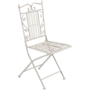 Table avec 2 chaises Clayre & Eef 5Y0385 - Ø 70x77 cm - 40x52x93 cm (2) distressed blanc