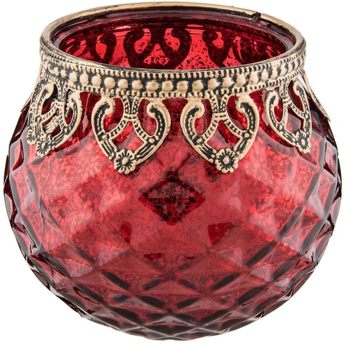 Bougeoir Clayre & Eef 6GL2219R - Ø 10x10 cm rouge