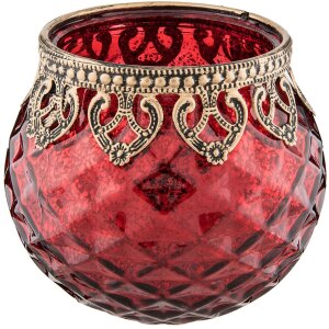 Bougeoir Clayre & Eef 6GL2219R - Ø 10x10 cm rouge