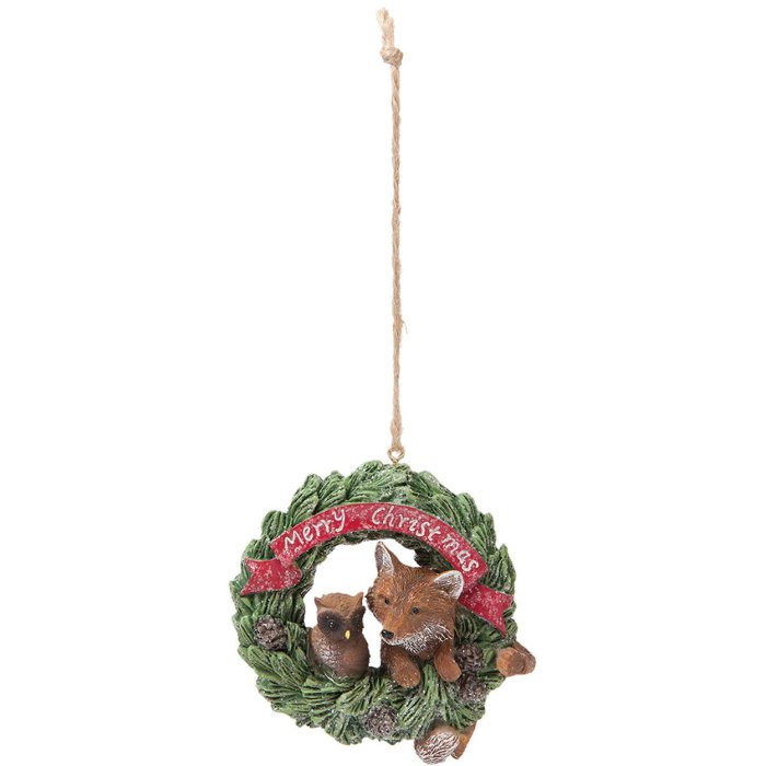 Suspension renard et hibou Clayre & Eef 6PR1187 - 8x4x8 cm multi