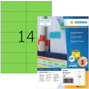 Herma SPECIAL Étiquettes de couleur A4, 105 x 42,3...