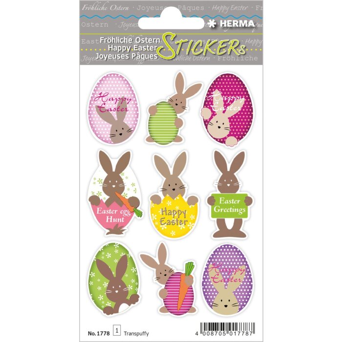 Herma MAGIC Sticker lapin de Pâques heureux, transpuffy