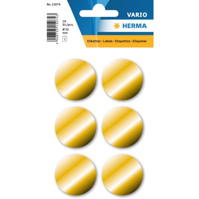 Étiquettes dorées Herma DECOR Ø 32 mm, adhésives permanentes