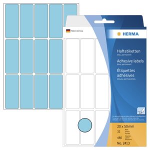 Étiquettes multi-usages bleues 20x50 mm papier mat...