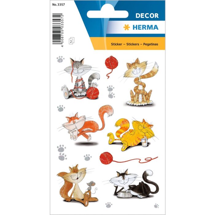 Herma Sticker DECOR Drôles de chats luisants