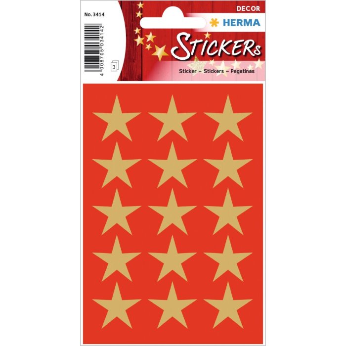 HERMA autocollants de Noël étoiles à 5 branches or Ø 22 mm