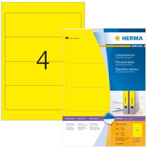Étiquettes classeur A4 jaunes 192x61 mm papier mat...