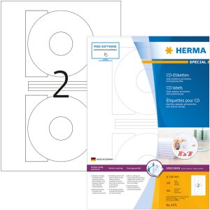 Étiquettes de CD A4 blanches Ø 116 mm papier mat opaque 200 pièces