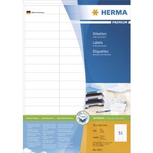 Étiquettes Premium A4, blanches 70x16,9 mm papier...