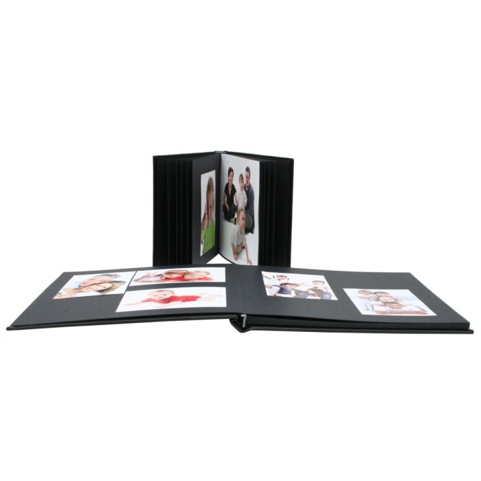 A66DF2 Album adhésif noir avec couverture en cuir 20x20 cm