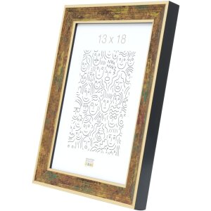 S40JB2 Cadre en bois doré avec des nuances de vert et de rouge foncé 24x30 cm