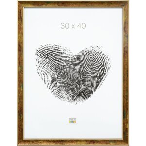 S40JB2 Cadre en bois doré avec des nuances de vert et de rouge foncé 24x30 cm