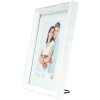 S46DF1 Cadre photo en blanc avec bord argenté 10x15 cm