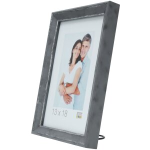 S46DF7 Cadre photo gris avec bord argenté 15x20 cm