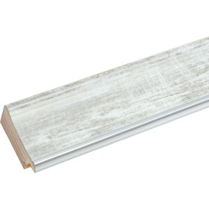 S46EE1 Cadre en bois blanc avec bord argenté 20x30 cm