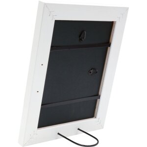 S46EE1 Cadre en bois blanc avec bord argenté 20x30 cm