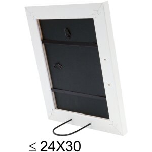 S46EE1 Cadre en bois blanc avec bord argenté 20x30 cm