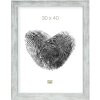 S46EE1 Cadre en bois blanc avec bord argenté 20x30 cm