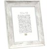 S46EE1 Cadre en bois blanc avec bord argenté 20x30 cm