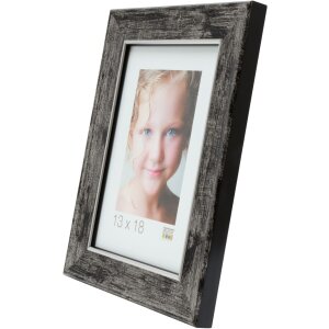 S46EE2 Cadre en bois noir avec bord argenté 10x15 cm