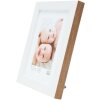 S46JH1 Cadre en bois blanc avec bordure couleur bois 15x20 cm