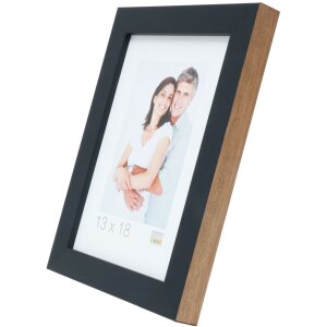 Deknudt S46JH2 cadre en bois noir avec bordure couleur bois 15x20 cm