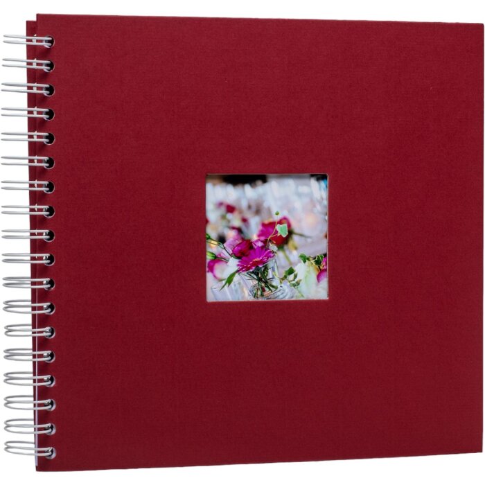 HNFD Album spirale Khari rosso nervuré 24x25 cm 50 pages blanches