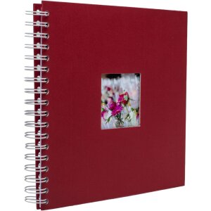 HNFD Album spirale Khari rosso nervuré 24x25 cm 50 pages blanches