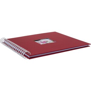 HNFD Album spirale Khari rosso nervuré 24x25 cm 50 pages blanches