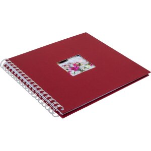 HNFD Album spirale Khari rosso nervuré 24x25 cm 50 pages blanches