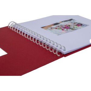 HNFD Album spirale Khari rosso nervuré 24x25 cm 50 pages blanches