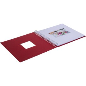 HNFD Album spirale Khari rosso nervuré 24x25 cm 50 pages blanches