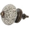 Clayre & Eef 64162 Bouton de porte Ø 4 cm Gris Marron Céramique Ronde