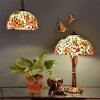 LumiLamp 5LL-5981 Lampe de table Tiffany Ø 40x63 cm Beige Rouge Verre Fleurs